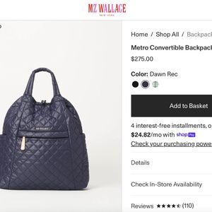 MZ WALLACE Metro Convertible Backpack